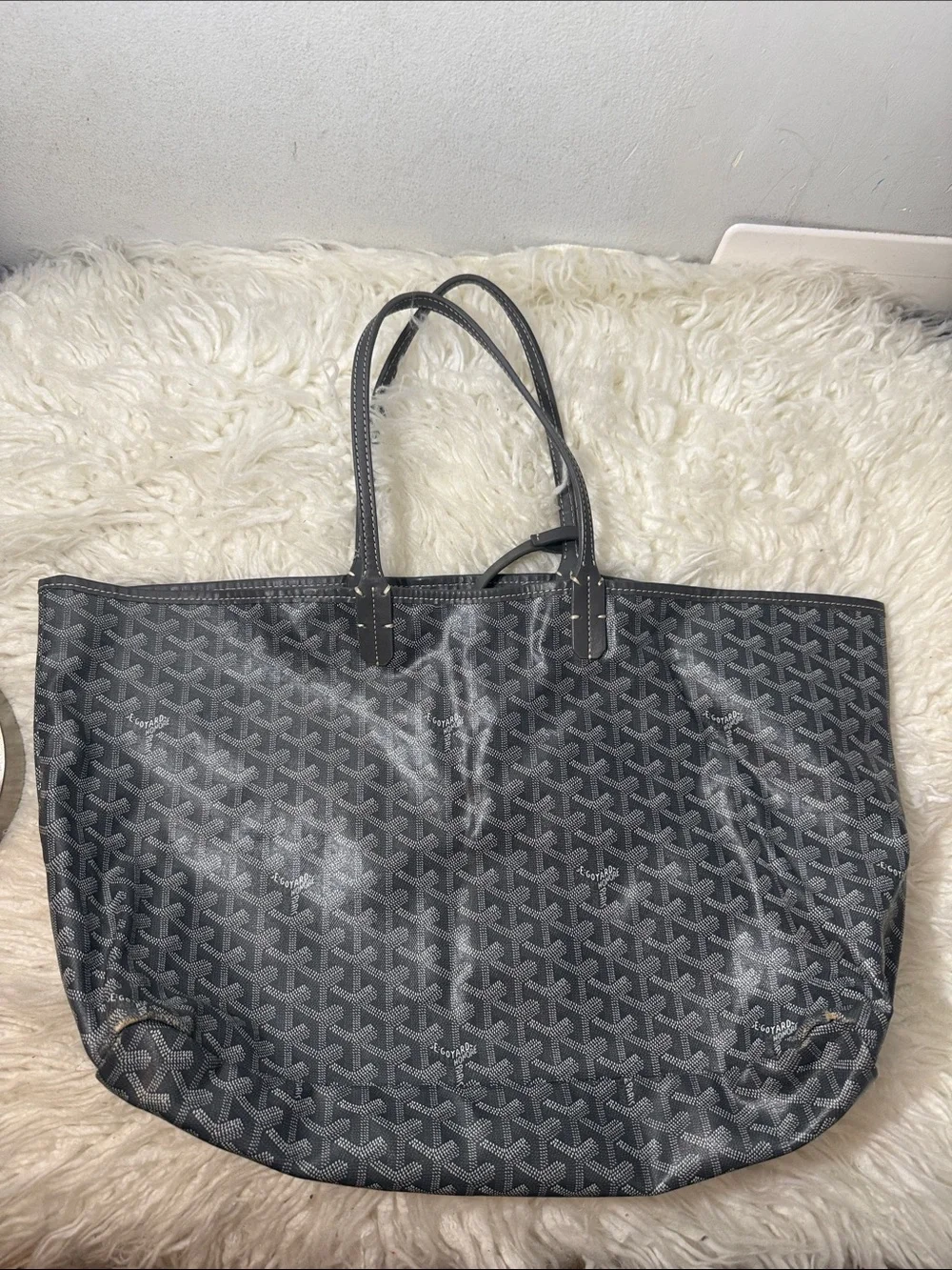 Re Posh Goyard Gray Tote Bag with Removable Pouch large